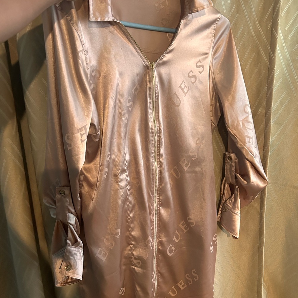 Guess Blush Satin Logo Dress